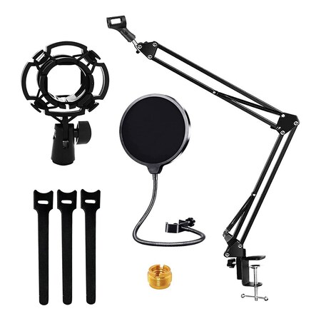 5 Core 5 Core Microphone Stand - Suspension Desk Scissor Boom Arm - w Shock Mount - Dual Layer Pop Filter ARM SET 16